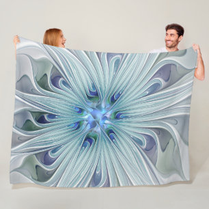 Blumenbeauty Abstrakt Moderne Blaue Pastell Blume Fleecedecke