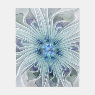 Blumenbeauty Abstrakt Moderne Blaue Pastell Blume Fleecedecke