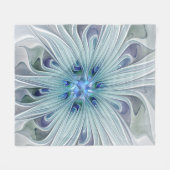 Blumenbeauty Abstrakt Moderne Blaue Pastell Blume Fleecedecke (Vorderseite (Horizontal))