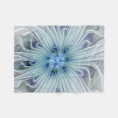 Blumenbeauty Abstrakt Moderne Blaue Pastell Blume Fleecedecke (Vorderseite (Horizontal))