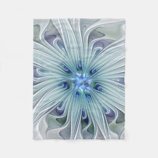 Blumenbeauty Abstrakt Moderne Blaue Pastell Blume Fleecedecke (Vorderseite)