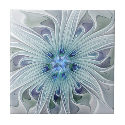Blumenbeauty Abstrakt Moderne Blaue Pastell Blume Fliese (Vorderseite)