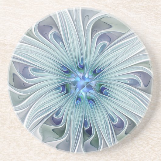 Blumenbeauty Abstrakt Moderne Blaue Pastell Blume Getränkeuntersetzer (Vorne)