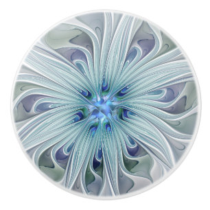 Blumenbeauty Abstrakt Moderne Blaue Pastell Blume Keramikknauf