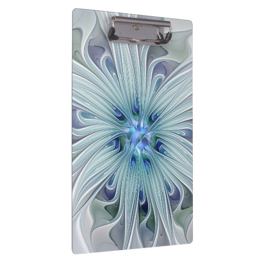 Blumenbeauty Abstrakt Moderne Blaue Pastell Blume Klemmbrett (Rechts)