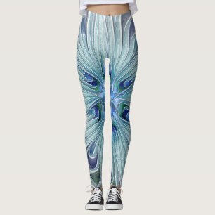 Blumenbeauty Abstrakt Moderne Blaue Pastell Blume Leggings