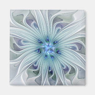 Blumenbeauty Abstrakt Moderne Blaue Pastell Blume Magnet