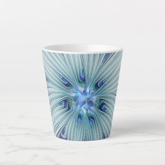 Blumenbeauty Abstrakt Moderne Blaue Pastell Blume Milchtasse (Vorderseite)