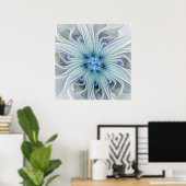 Blumenbeauty Abstrakt Moderne Blaue Pastell Blume Poster (Heimbüro)