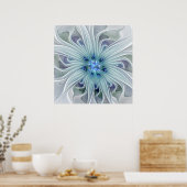 Blumenbeauty Abstrakt Moderne Blaue Pastell Blume Poster (Küche)