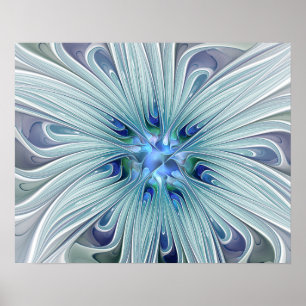 Blumenbeauty Abstrakt Moderne Blaue Pastell Blume Poster