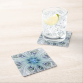 Blumenbeauty Abstrakt Moderne Blaue Pastell Blume Rechteckiger Pappuntersetzer (Vor Ort)