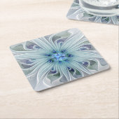 Blumenbeauty Abstrakt Moderne Blaue Pastell Blume Rechteckiger Pappuntersetzer (angewinkelt)