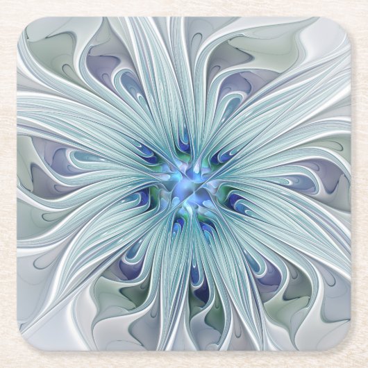 Blumenbeauty Abstrakt Moderne Blaue Pastell Blume Rechteckiger Pappuntersetzer (Vorderseite)