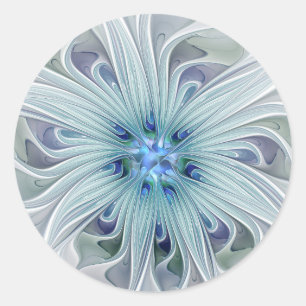 Blumenbeauty Abstrakt Moderne Blaue Pastell Blume Runder Aufkleber