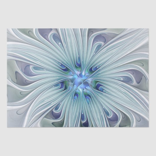 Blumenbeauty Abstrakt Moderne Blaue Pastell Blume Seidenpapier (Vorderseite)
