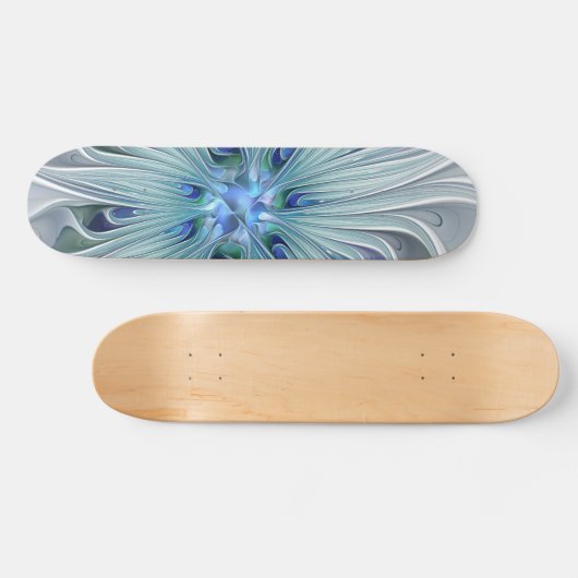Blumenbeauty Abstrakt Moderne Blaue Pastell Blume Skateboard (Horizontal)