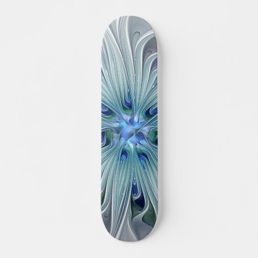 Blumenbeauty Abstrakt Moderne Blaue Pastell Blume Skateboard (Vorne)