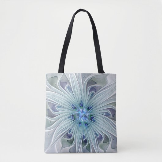 Blumenbeauty Abstrakt Moderne Blaue Pastell Blume Tasche (Vorderseite)