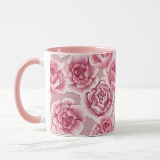 Blumenbeauty - Becher mit rosa rosa Blume. Tasse (Links)