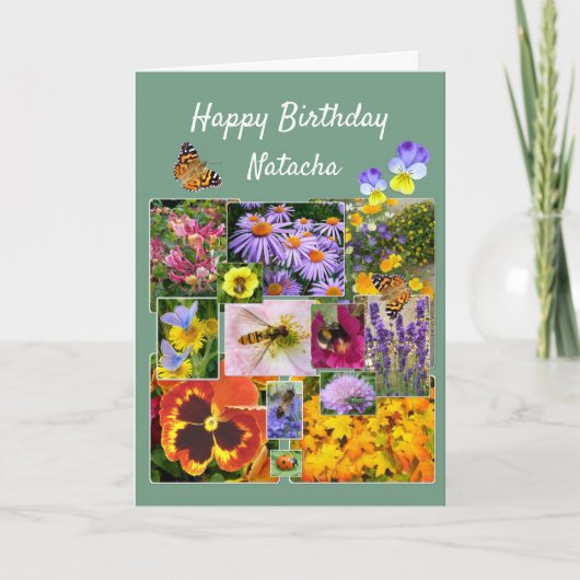 Blumenbeauty Collage Custom Text Geburtstag (Vorderseite)