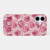 Blumenbeauty - Rose Muster und Name. iPhone 16 Hülle (Rückseite (Horizontal))