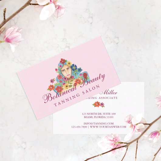 Blumenbeauty Woman Botanischer Solarium Salon Visitenkarte