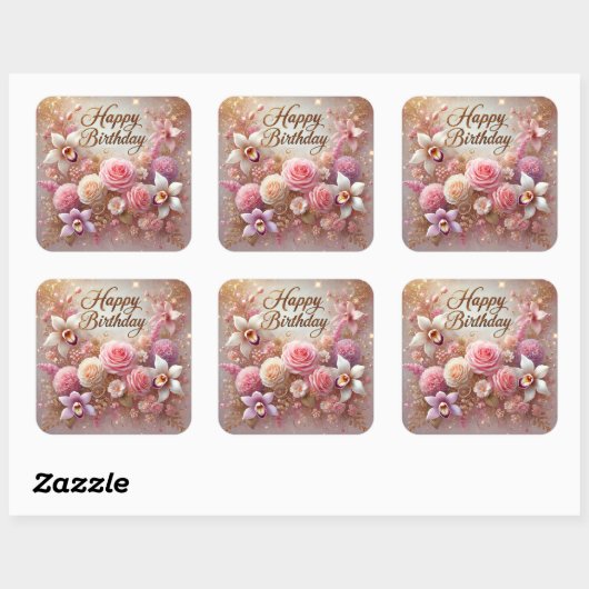 Blumenbecher Quadratischer Aufkleber (Blatt)