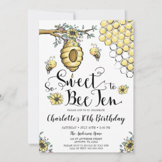 Blumenbeehive Honey So Sweet Bee 10. Geburtstag Einladung