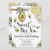 Blumenbeehive Honey So Sweet Bee 10. Geburtstag Einladung (Vorne/Hinten)