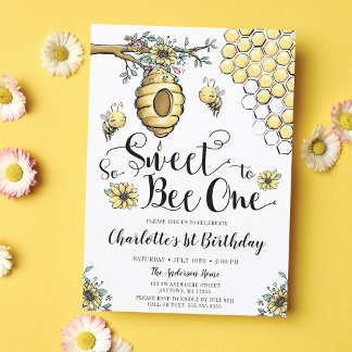 Blumenbeehive Honey So Sweet Bee 1. Geburtstag Einladung