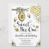 Blumenbeehive Honey So Sweet Bee 1. Geburtstag Einladung (Vorderseite)