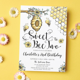 Blumenbeehive Honey So Sweet Bee 2. Geburtstag Einladung