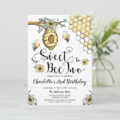Blumenbeehive Honey So Sweet Bee 2. Geburtstag Einladung (Stehend Vorderseite)
