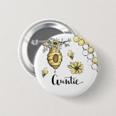 Blumenbeehive Honey Sweet Bee Baby Shooting Auntie Button (Vorne & Hinten)