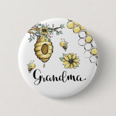 Blumenbeehive Honey Sweet Bee Baby Shooting Oma Button (Vorderseite)