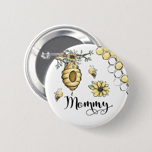 Blumenbeehive Honey Sweet Bee Baby Shower Mommy Button (Vorne & Hinten)
