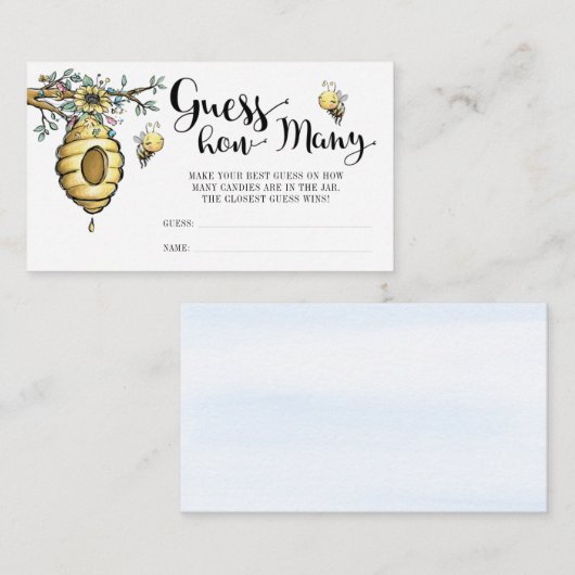 Blumenbeehive Honey Sweet Bees Guess wie viele Begleitkarte (Vorne/Hinten)