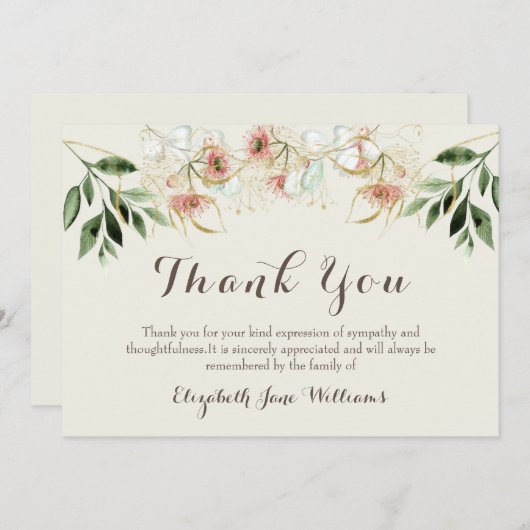 Blumenbeerdigung Danke, Note Card Dankeskarte (Vorne/Hinten)