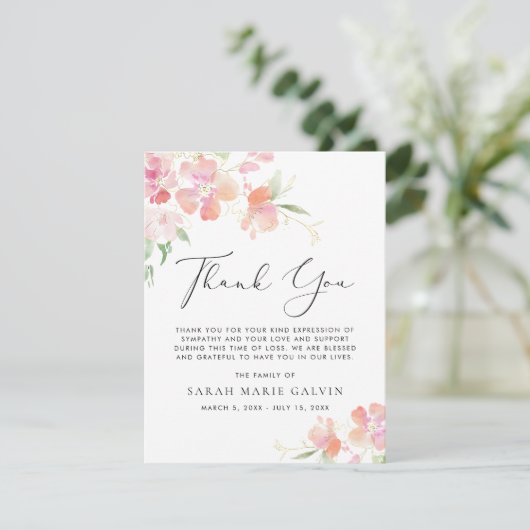 Blumenbeerdigung Dankeschön-Beileid-Karte (Stehend Vorderseite)