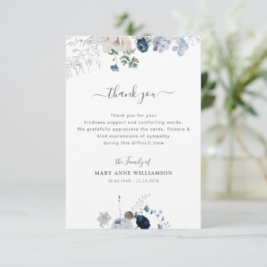 Blumenbeerdigung Dankeschön Dankeskarte (Stehend Vorderseite)