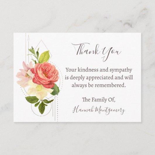 Blumenbeerdigung Dankeschön-Karte, Beileid Begleitkarte (Vorderseite)