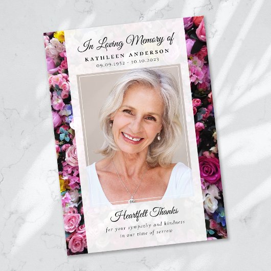 Blumenbeerdigung Foto Bewahren Gedenkstätte Dankeskarte