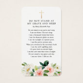 Blumenbeerdigung in Love Memorial Poem Card (Rückseite)