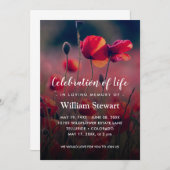 Blumenbeerdigung | Poppies Celebration of Life Einladung (Vorne/Hinten)