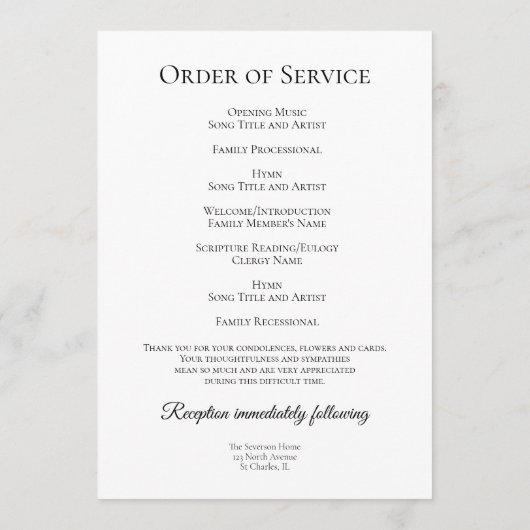 Blumenbeerdigung Programm (Rückseite)