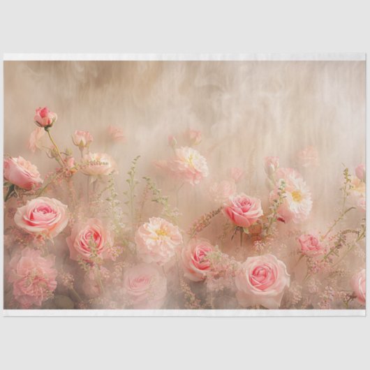 Blumenbeere Rose Paste Pink Decoupage Seidenpapier (Vorderseite)