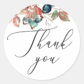 Blumenbeere Wasserfarbe Herbst Hochzeit danken Ihn Runder Aufkleber (Vorderseite)