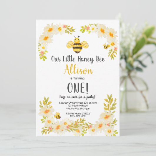 Blumenbeere zum Geburtstag Einladung (Stehend Vorderseite)