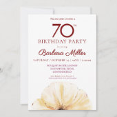 Blumenbeete 70. Geburtstag - Eleganter Gelbfall Einladung (Vorderseite)